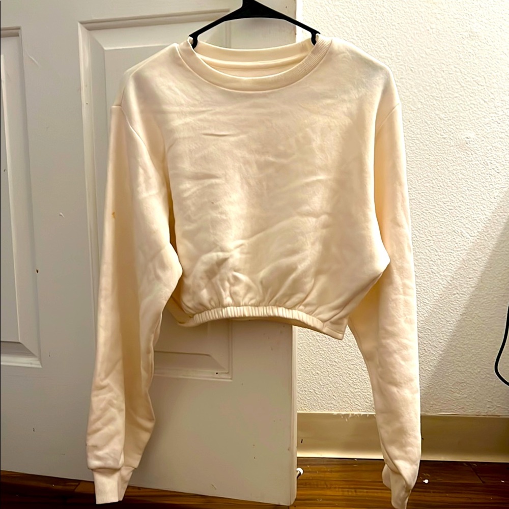 Cream Women's Cropped Sweatshirt